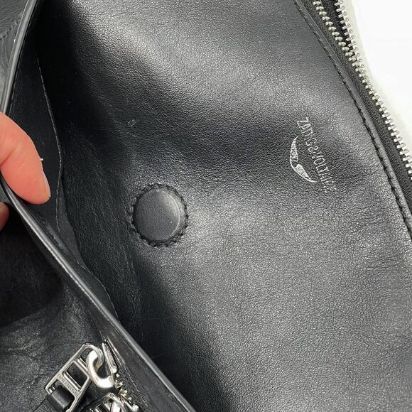 Zadig &‎ Voltaire Panglo Zip Bag Clutch Black Noir Leather Crossbody - Picture 9 of 9